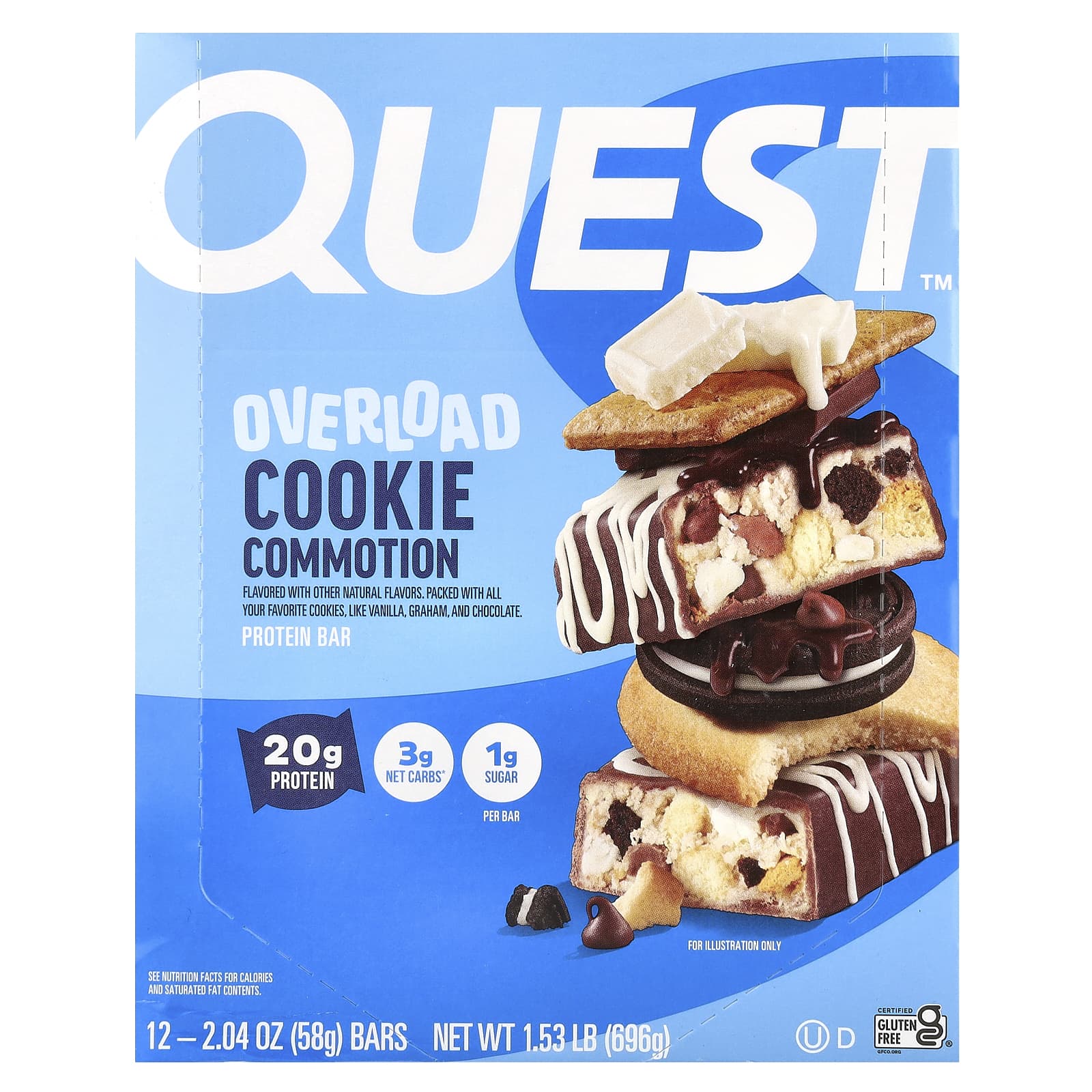 Quest Nutrition Протеиновый батончик Overload Cookie Commotion 12 батончиков 58 г 204 унции 5890₽