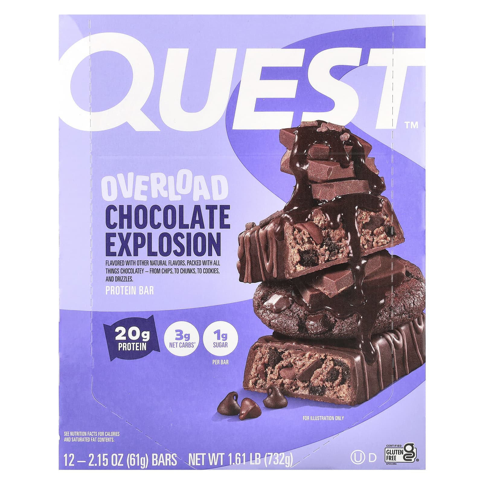 Quest Nutrition Протеиновый батончик Overload Chocolate Explosion 12 батончиков 61 г 215 унции 5890₽