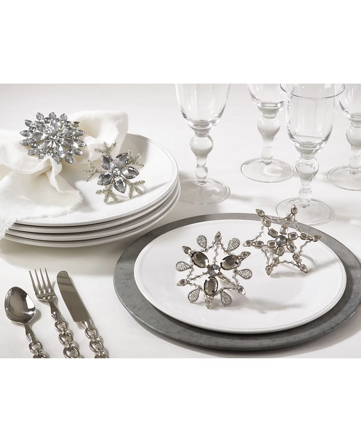 Saro Lifestyle Napkin Ring Collection Snowflake Design Napkin Ring Set of 4 5090₽