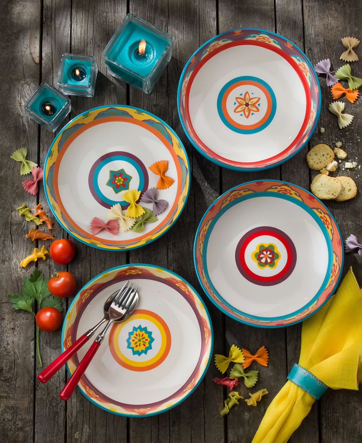 Euro Ceramica Galicia 4 Piece Pasta Bowl Set