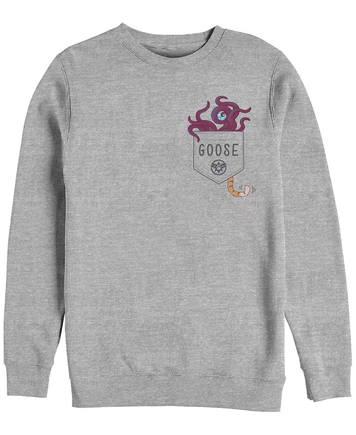 Marvel Mens Captain Marvel Goose Flerken Faux Pocket Crewneck Fleece 8590₽