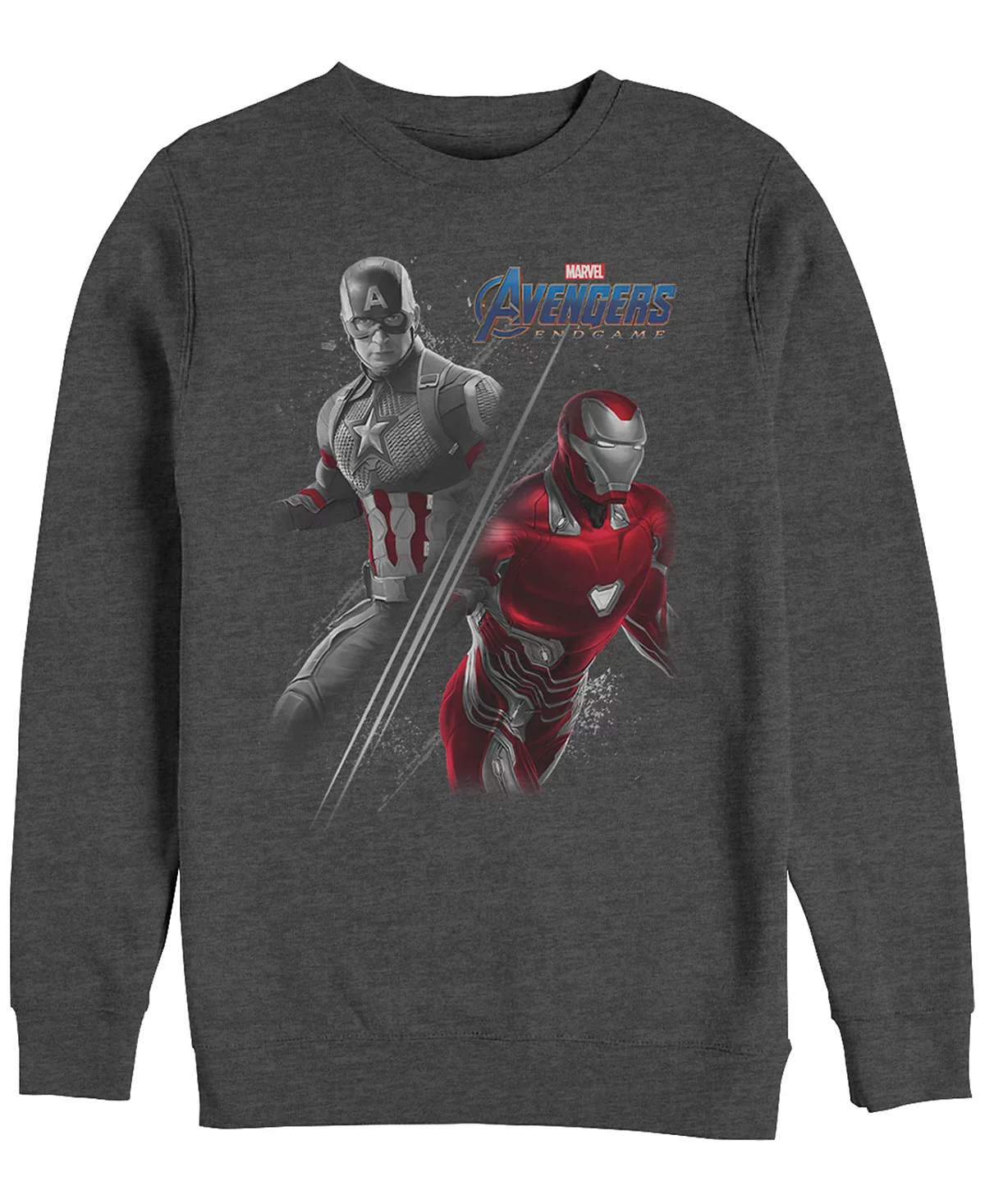Marvel Mens Avengers Endgame Iron Man Captain America Split Crewneck Fleece 8590₽