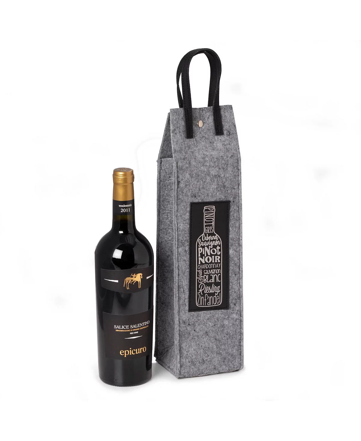 Bey-Berk Wines of The World Felt Wine Tote with Accents