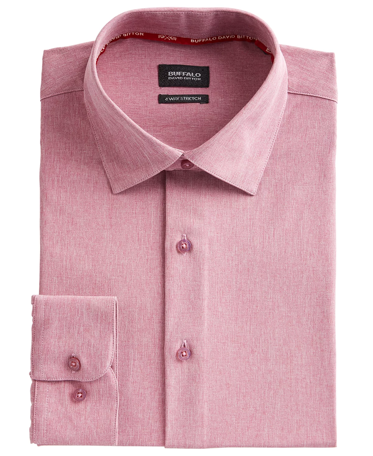 Buffalo David Bitton Mens Slim-Fit Performance Stretch Rose Chambray Dress Shirt 12890₽