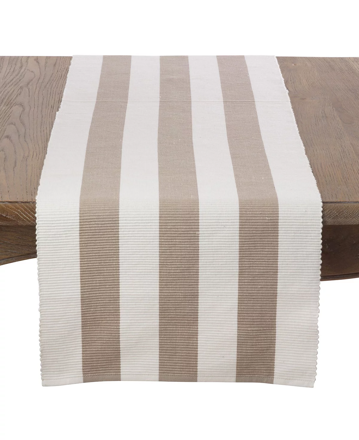 Saro Lifestyle Classic Stripe Design Ribbed Cotton Table Runner
