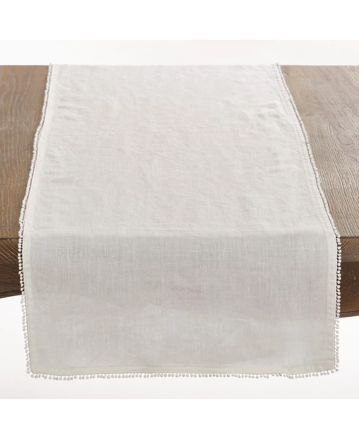 Saro Lifestyle Pom Pom Design Linen Dining Room Table Runner 8890₽