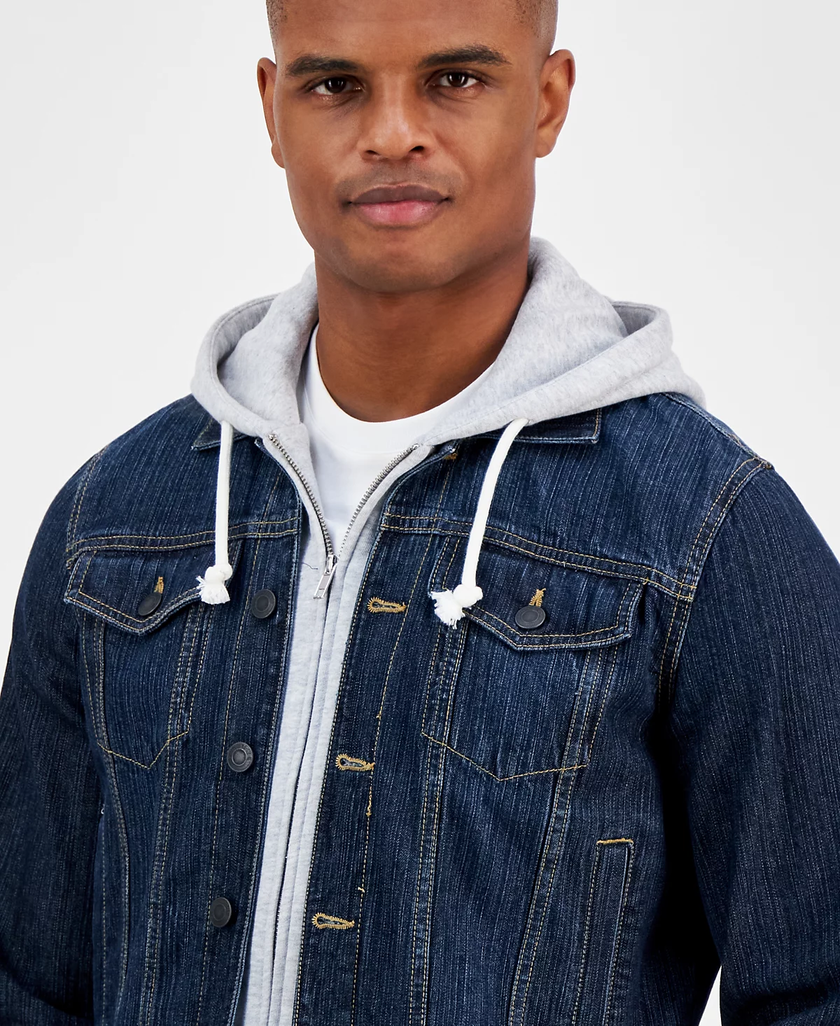 SUN STONE Mens Reeves Trucker Hooded Denim Jacket Created for Macys 10690₽