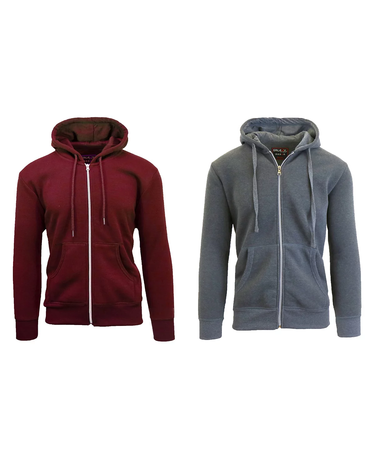 Galaxy By Harvic Mens 2-Packs Zip-Up Fleece Hoodies 9490₽