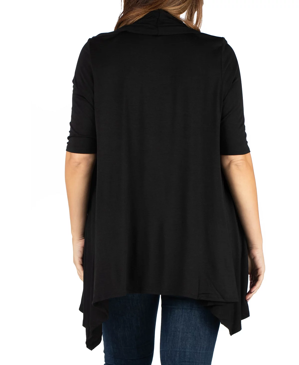 24seven Comfort Apparel Plus Size Elbow Length Open Front Cardigan Sweater