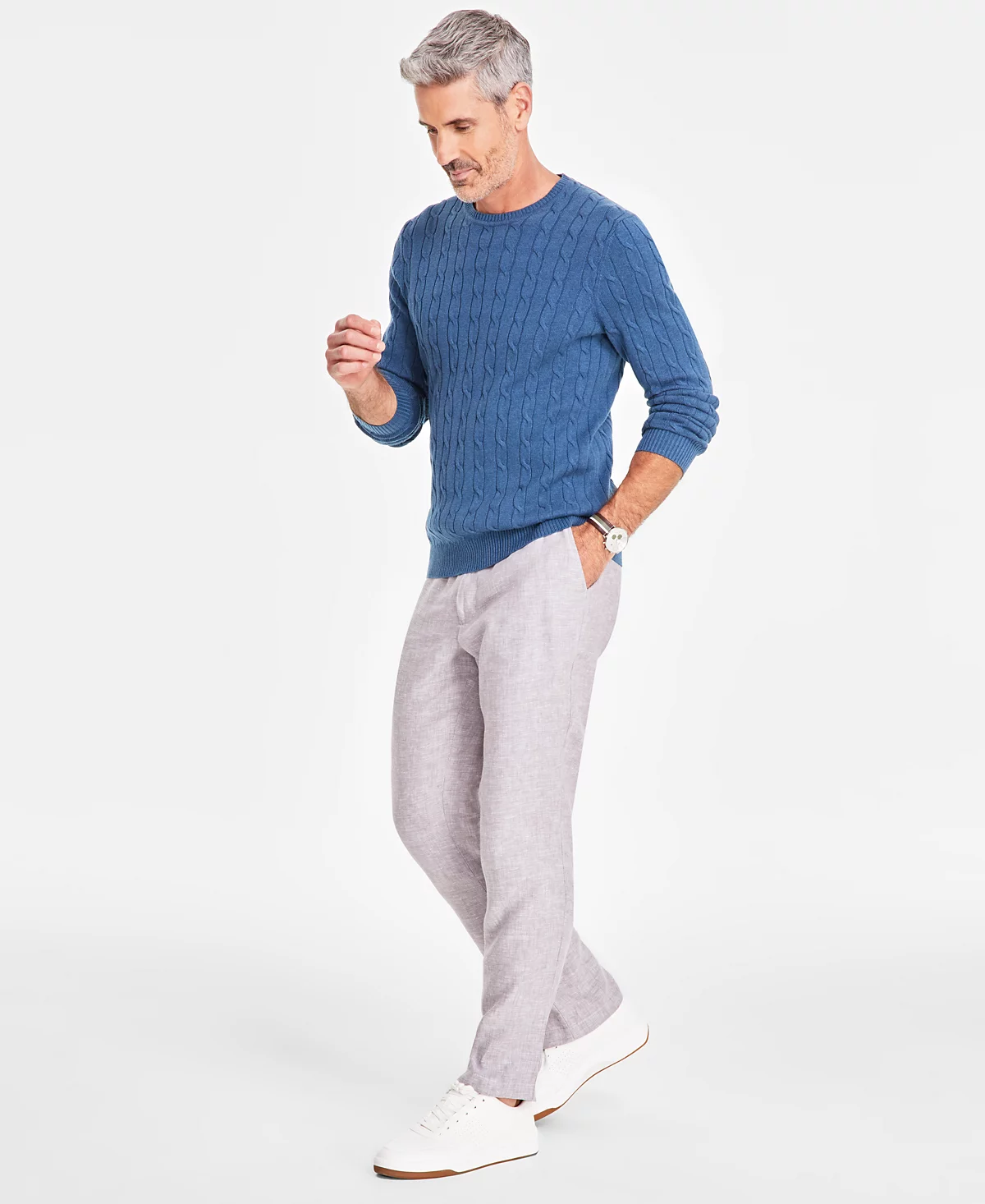 Club Room Mens Cable-Knit Cotton Sweater Created for Macys 3590₽