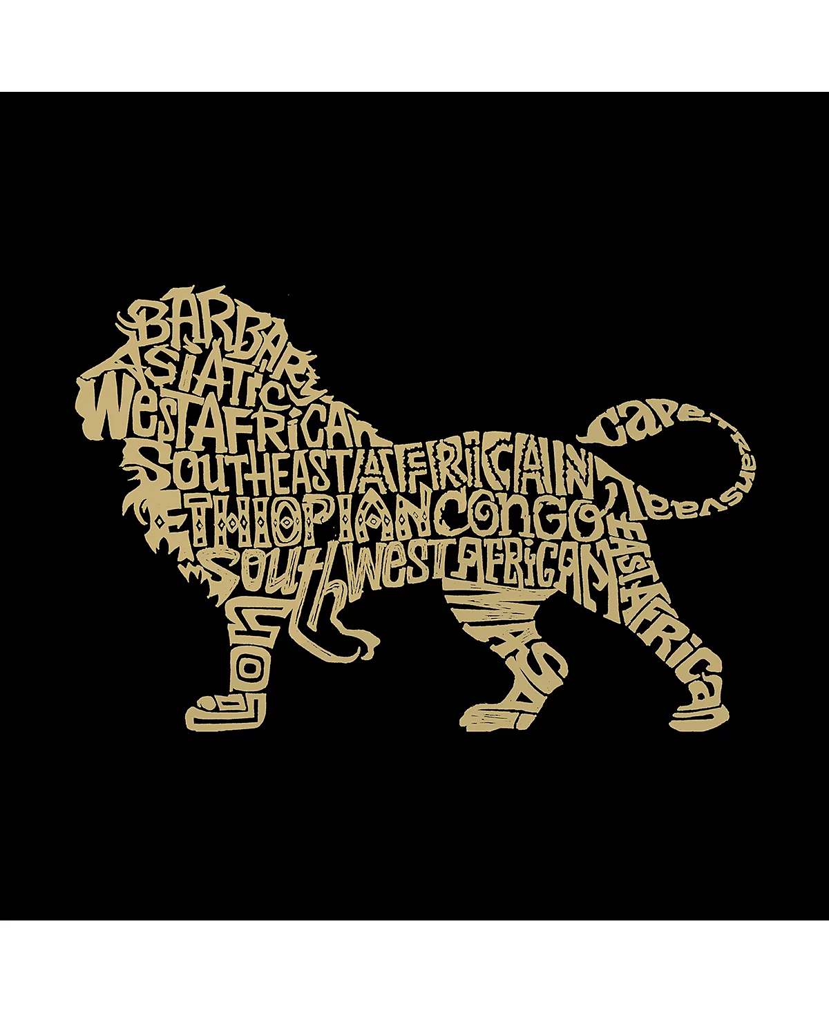 LA Pop Art Lion Mens Raglan Word Art T-shirt 4690₽