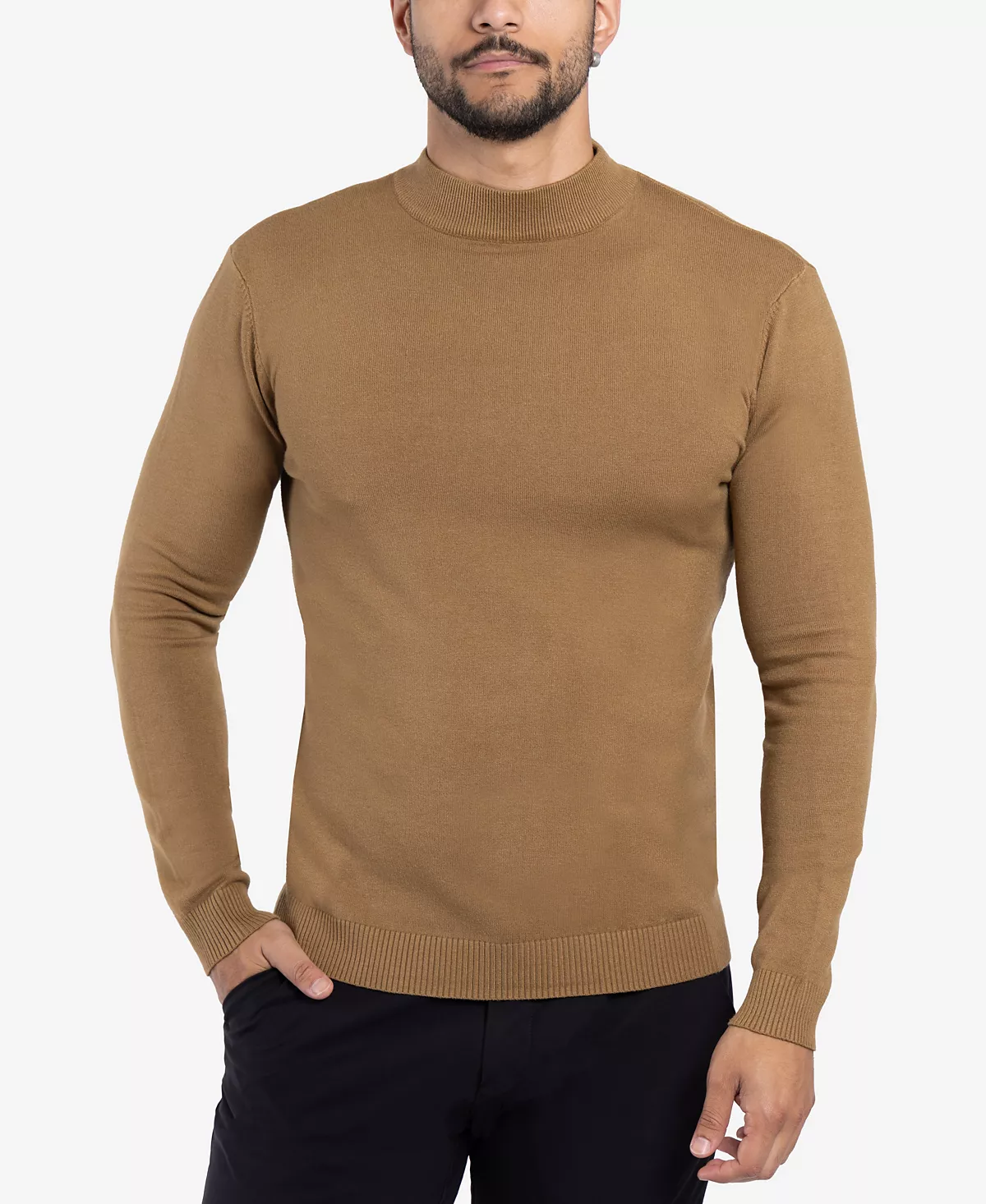 Мужской базовый свитер-пуловер с имитацией шеи средней плотности