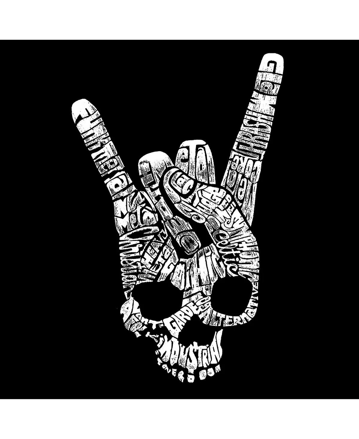 LA Pop Art Men's Heavy Metal Genres Word Art T-Shirt