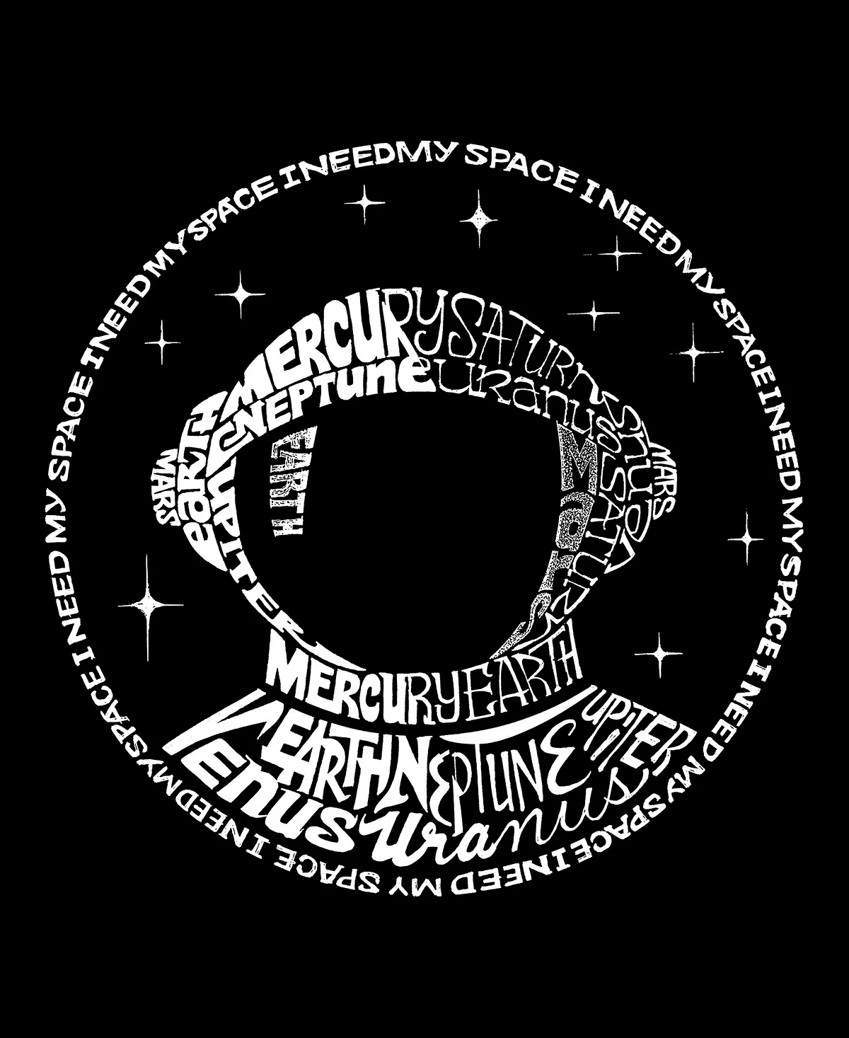 Mens I Need My Space Astronaut Word Art Hooded Sweatshirt 6690₽