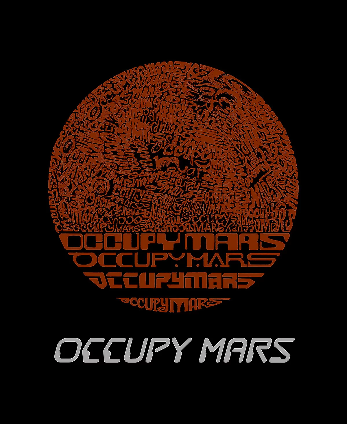 Men's Occupy Mars Word Art Long Sleeve T-shirt