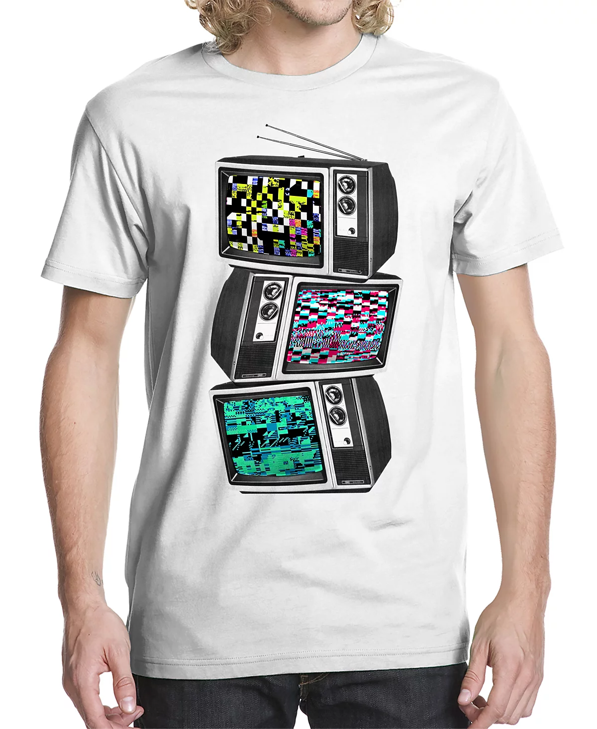 Mens Glitched TV Graphic T-shirt 4790₽