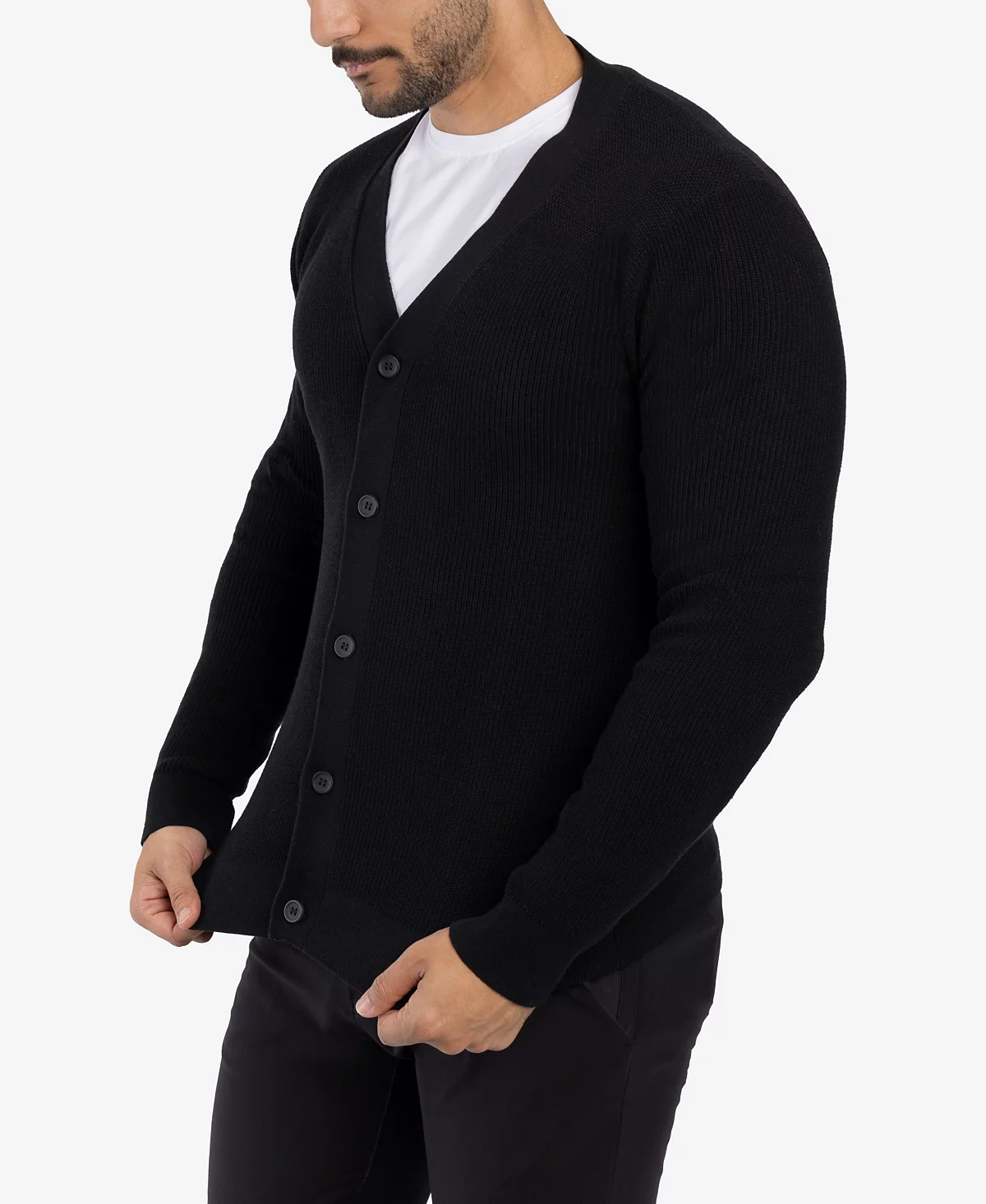 X-Ray Men's Basic Ribbed Cardigan