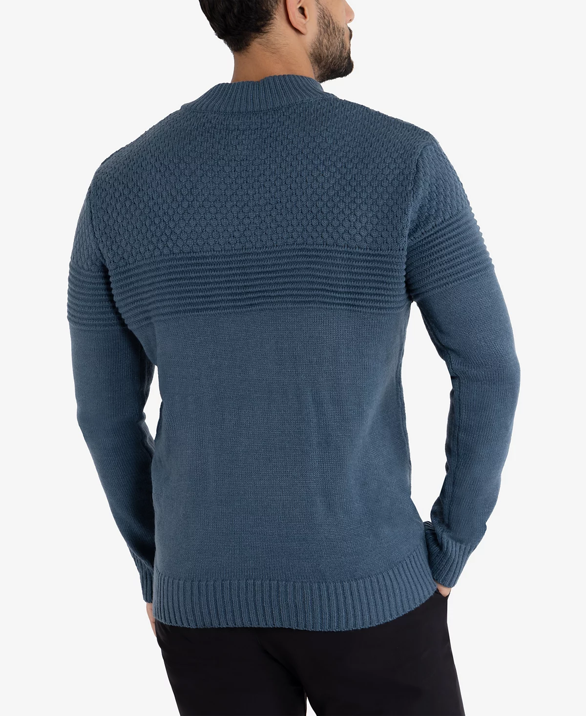 X-Ray Men's Mock Neck Texture Quarter Zip Knitted Sweater