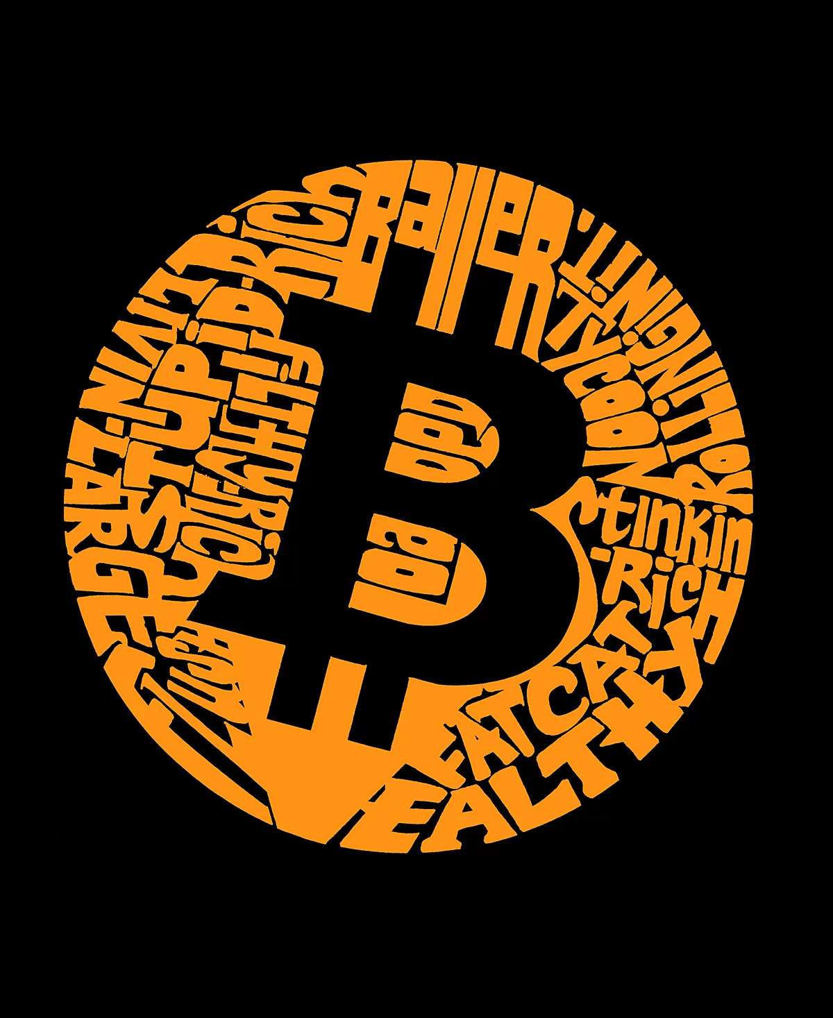 LA Pop Art Mens Bitcoin Word Art T-shirt 3290₽