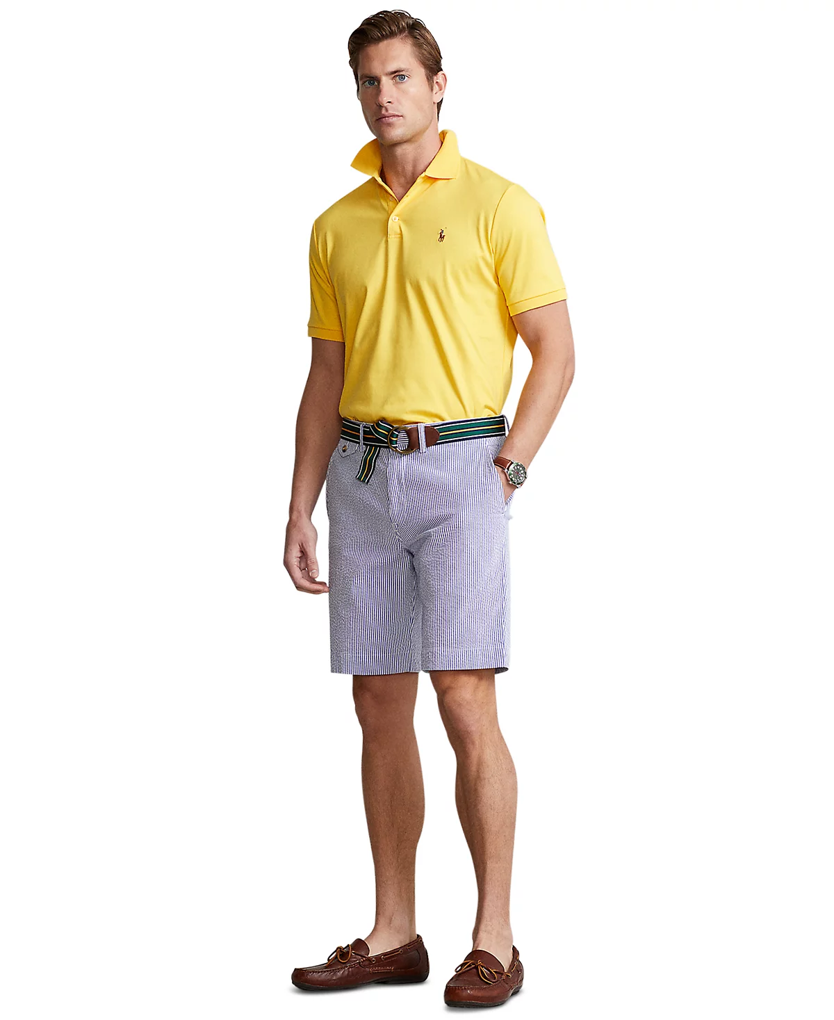 Мужские эластичные шорты Polo Ralph Lauren классического кроя длиной 9-1/4 дюйма в полоску
