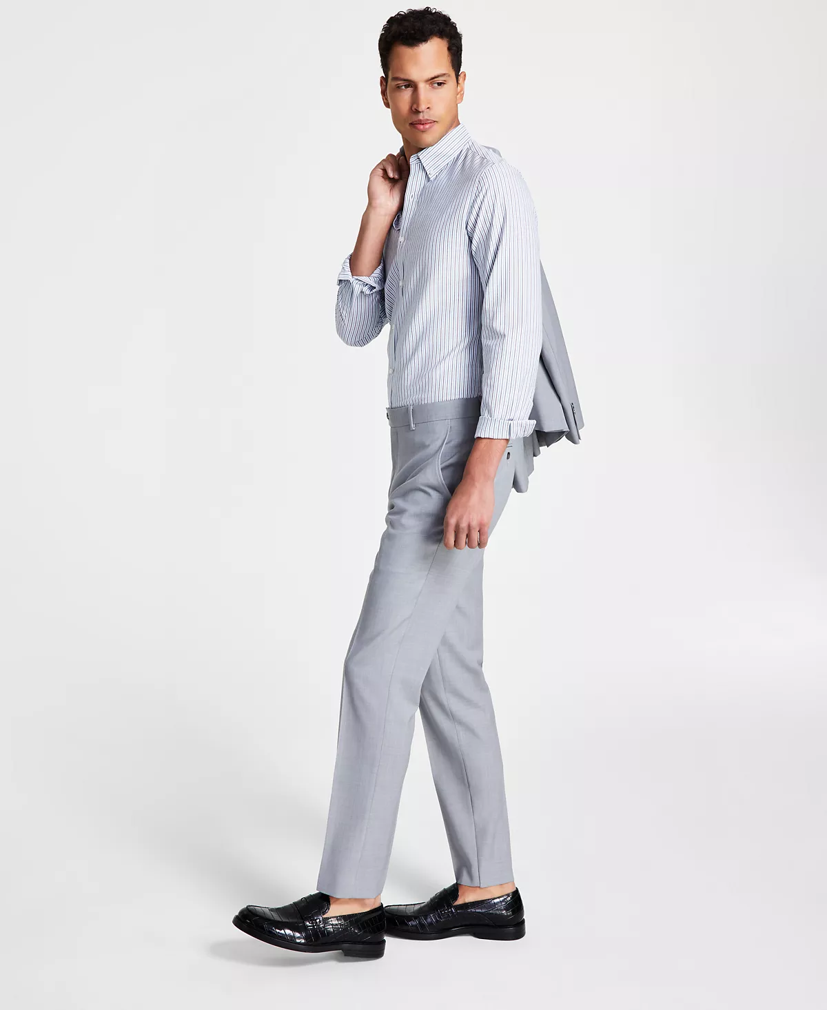 Мужские облегающие шерстяные брюки из акульей кожи созданные для Macys 16690₽