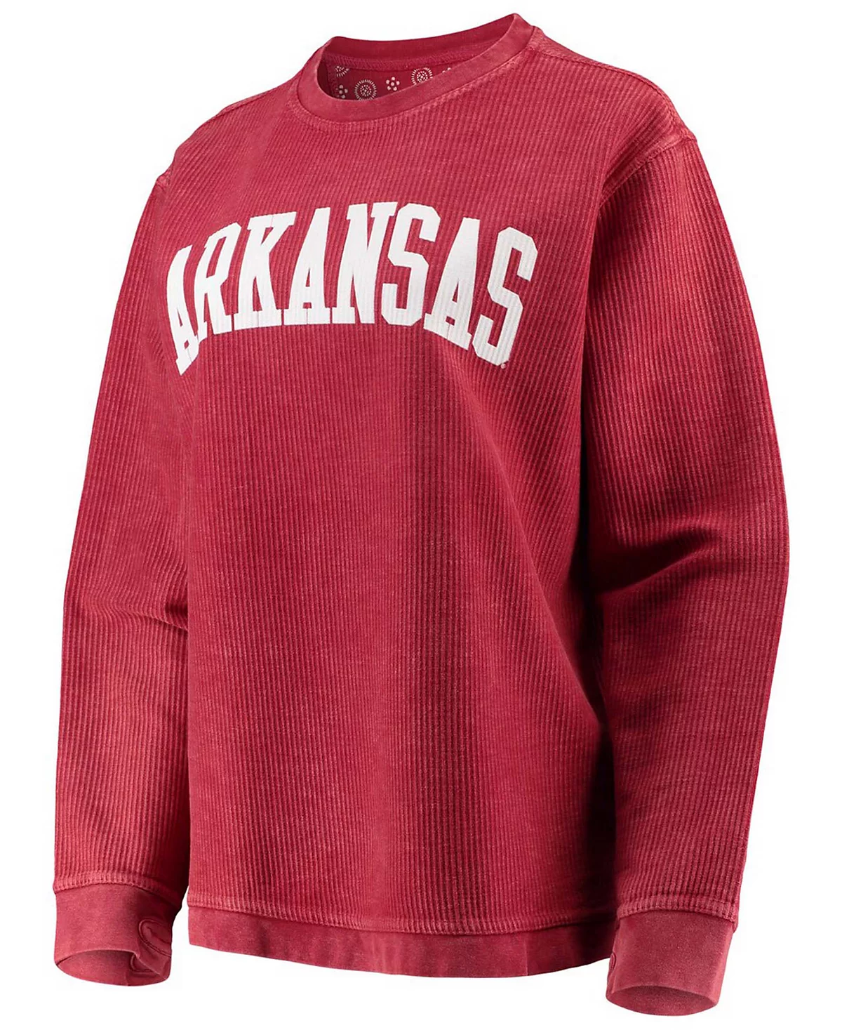 Womens Cardinal Arkansas Razorbacks Comfy Cord Vintage-Like Wash Basic Arch Pullover Sweatshirt 10690₽