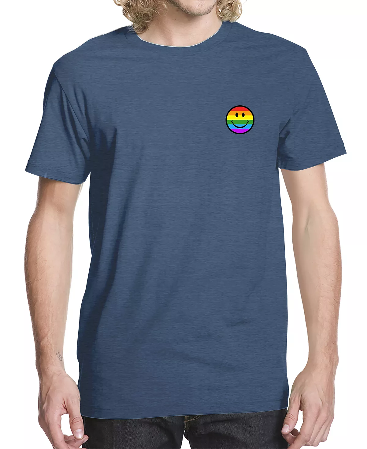 Мужская футболка со смайликом и радужным рисунком