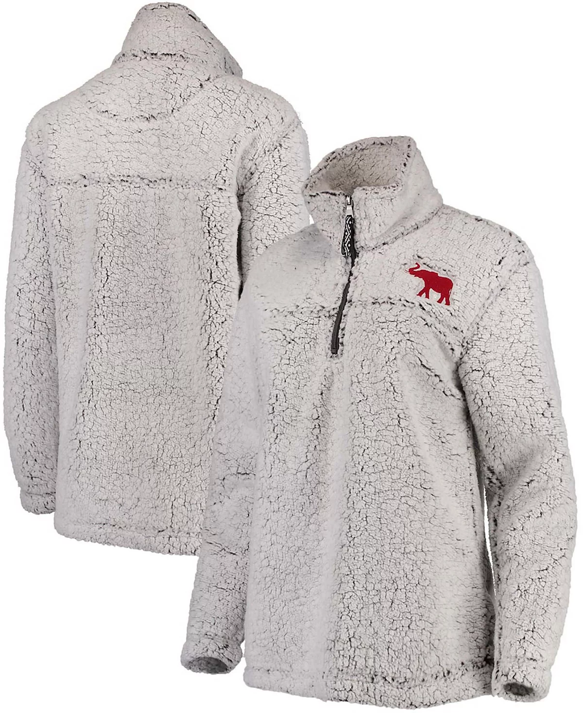 Women's Gray Alabama Crimson Tide Sherpa Super-Soft Quarter-Zip Pullover Jacket