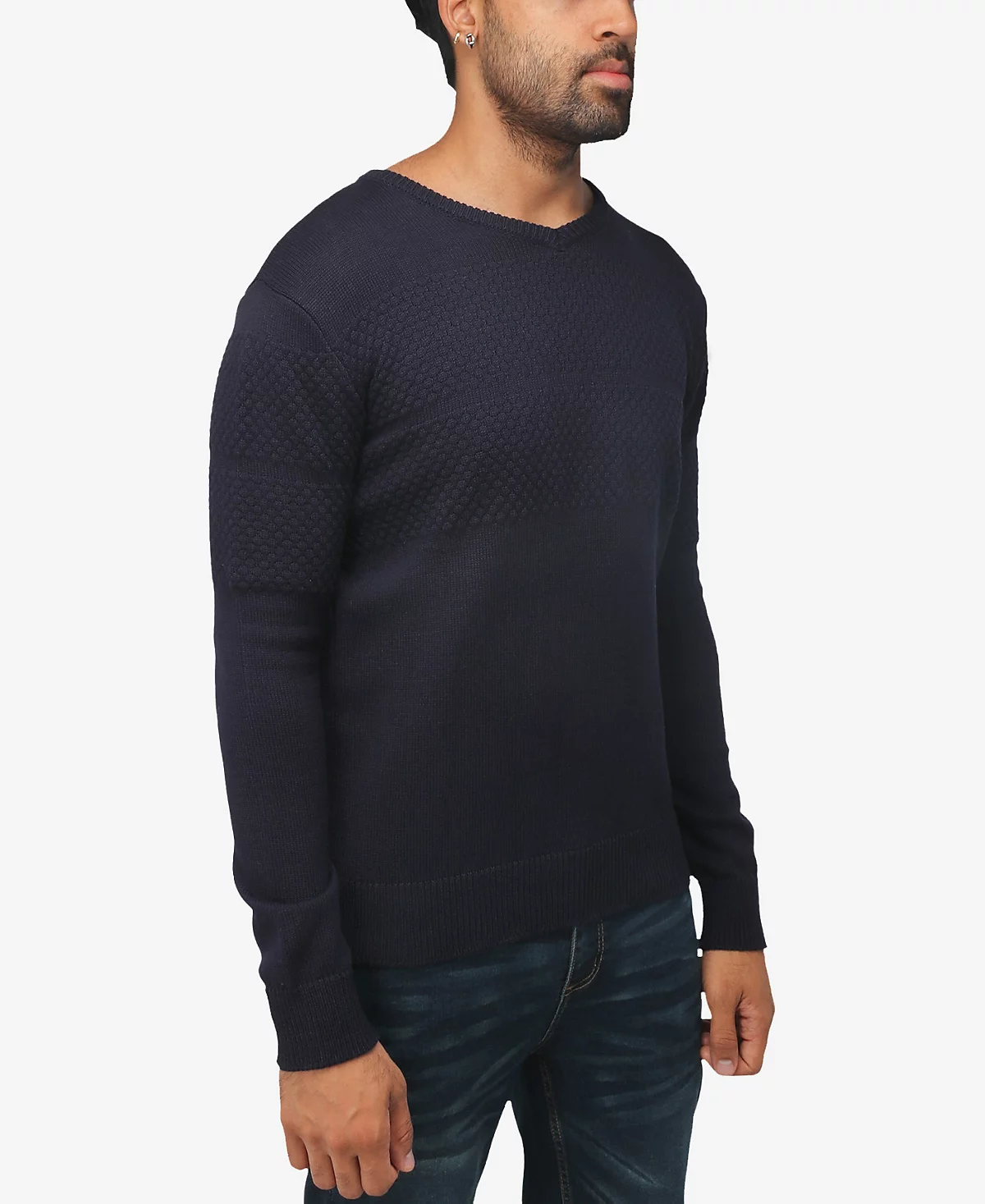 X-Ray Mens V-Neck Honeycomb Knit Sweater 12890₽