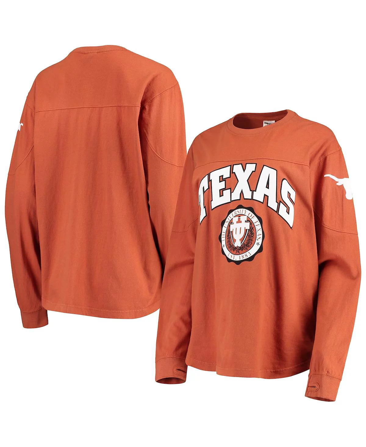 Womens Pressbox Texas Orange Texas Longhorns Edith Long Sleeve T-shirt 7390₽