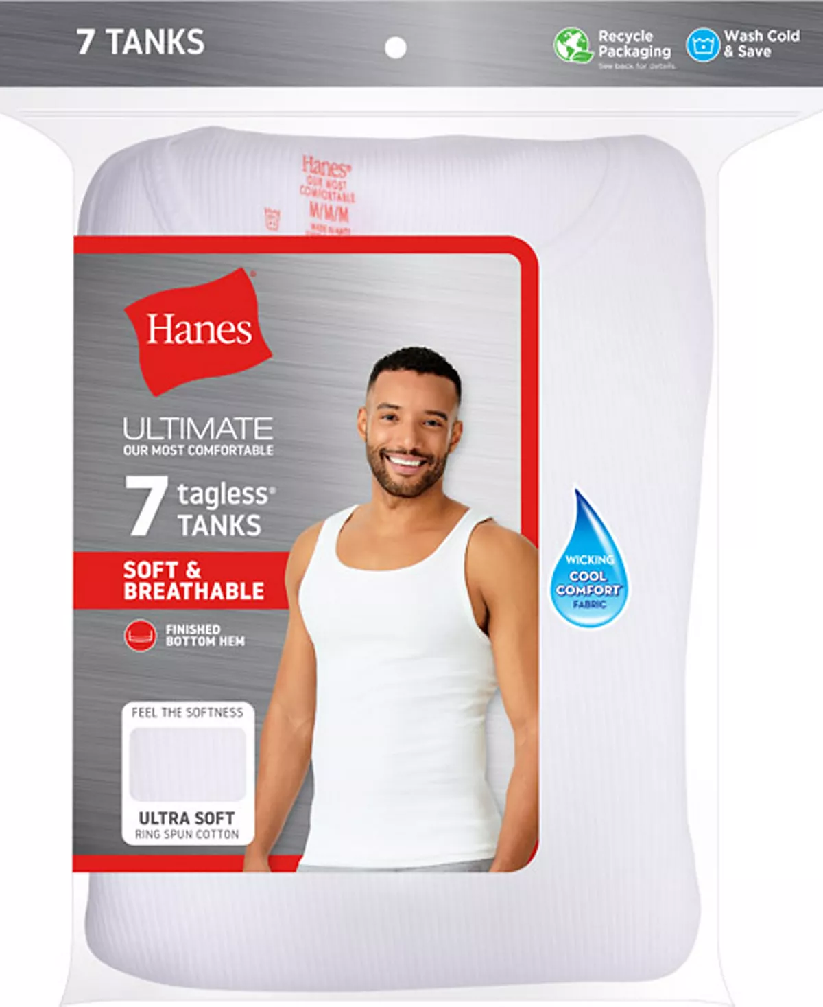  Мужские майки Ultimate® ComfortSoft® 7-Pk. Хлопчатобумажные майки, отводящие влагу.