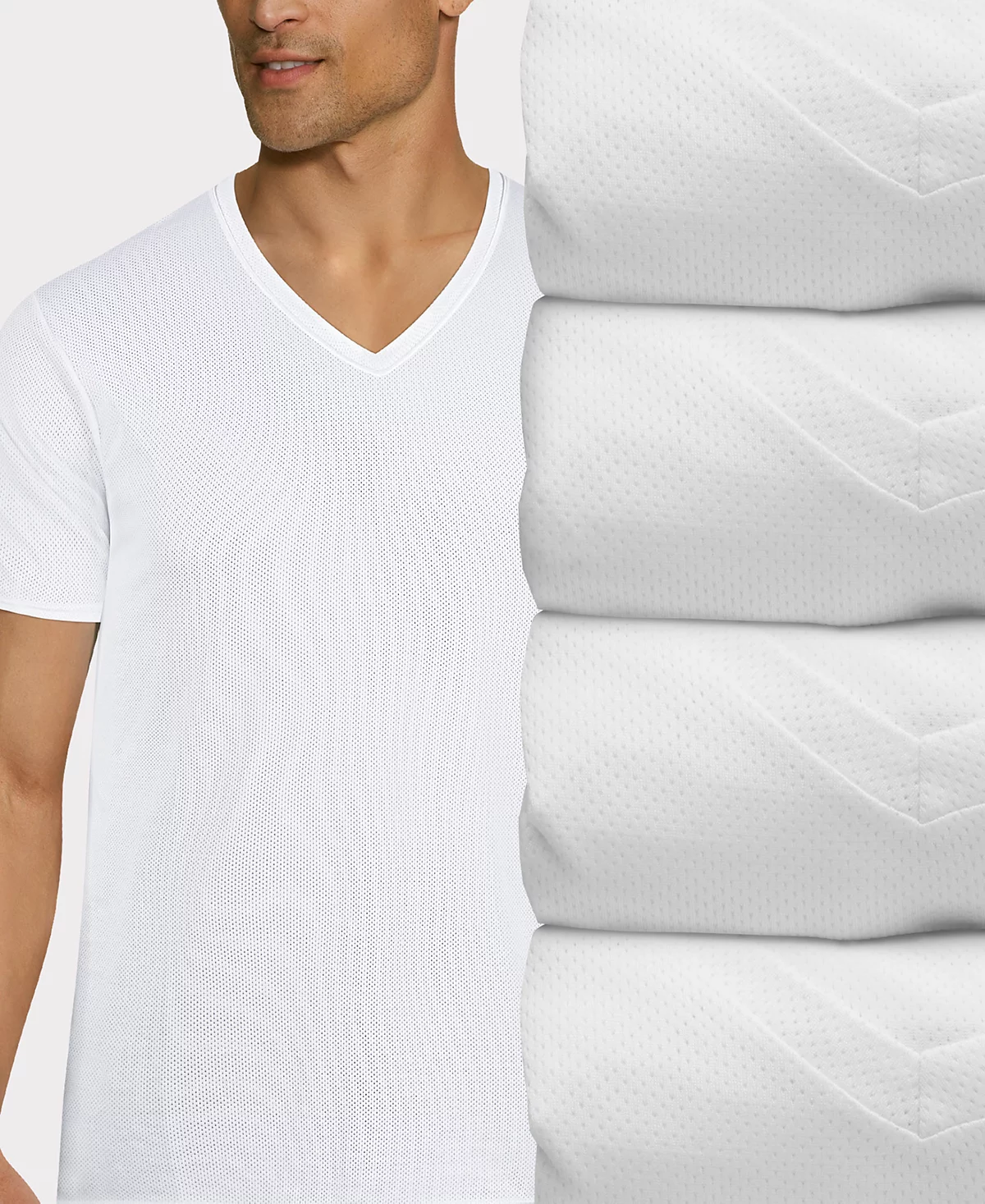 Hanes Mens X-Temp V-Neck Mesh T-Shirts - 4-pk 6890₽