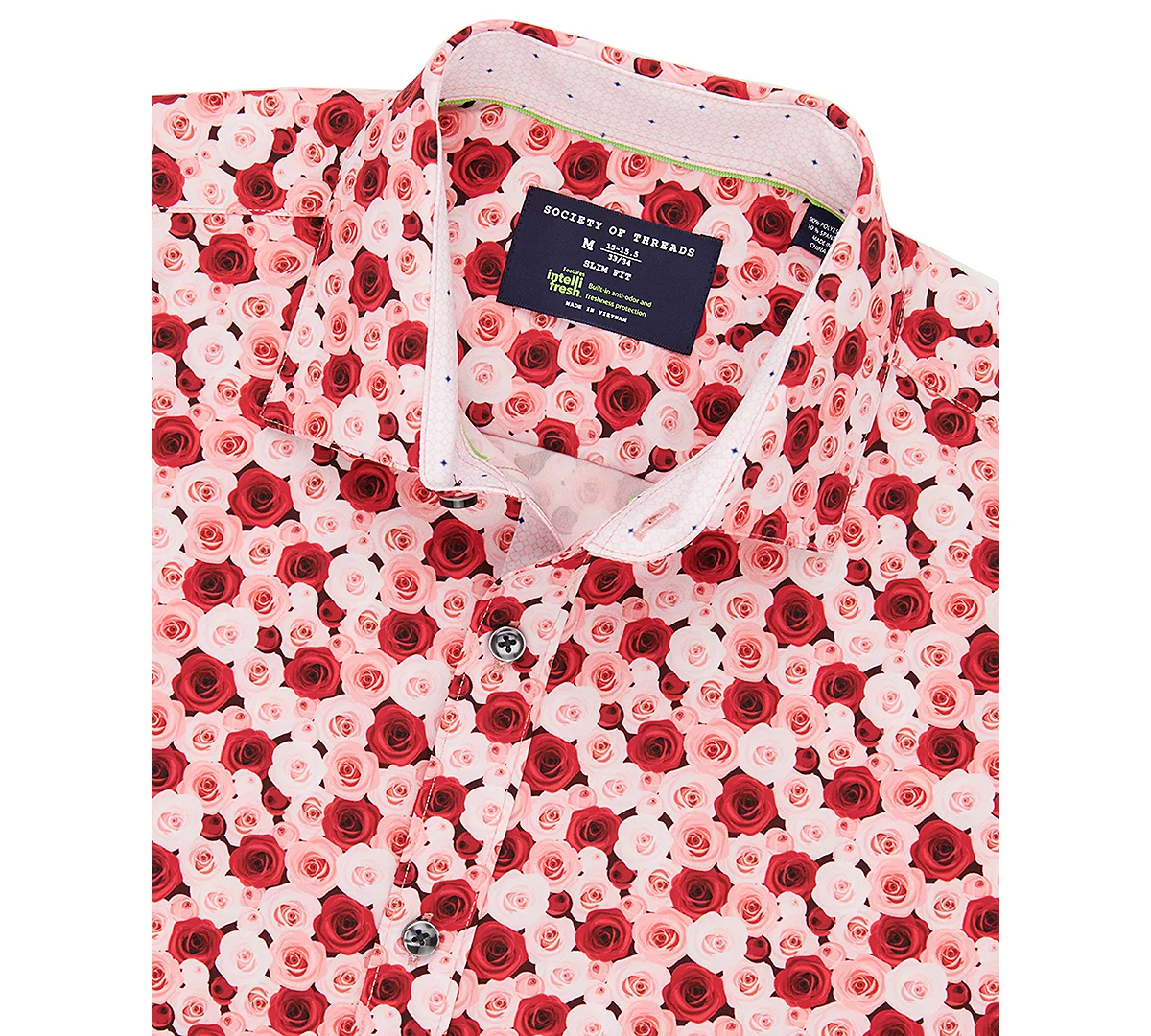 Mens Slim Fit Non-Iron Floral-Print Performance Stretch Dress Shirt 12890₽