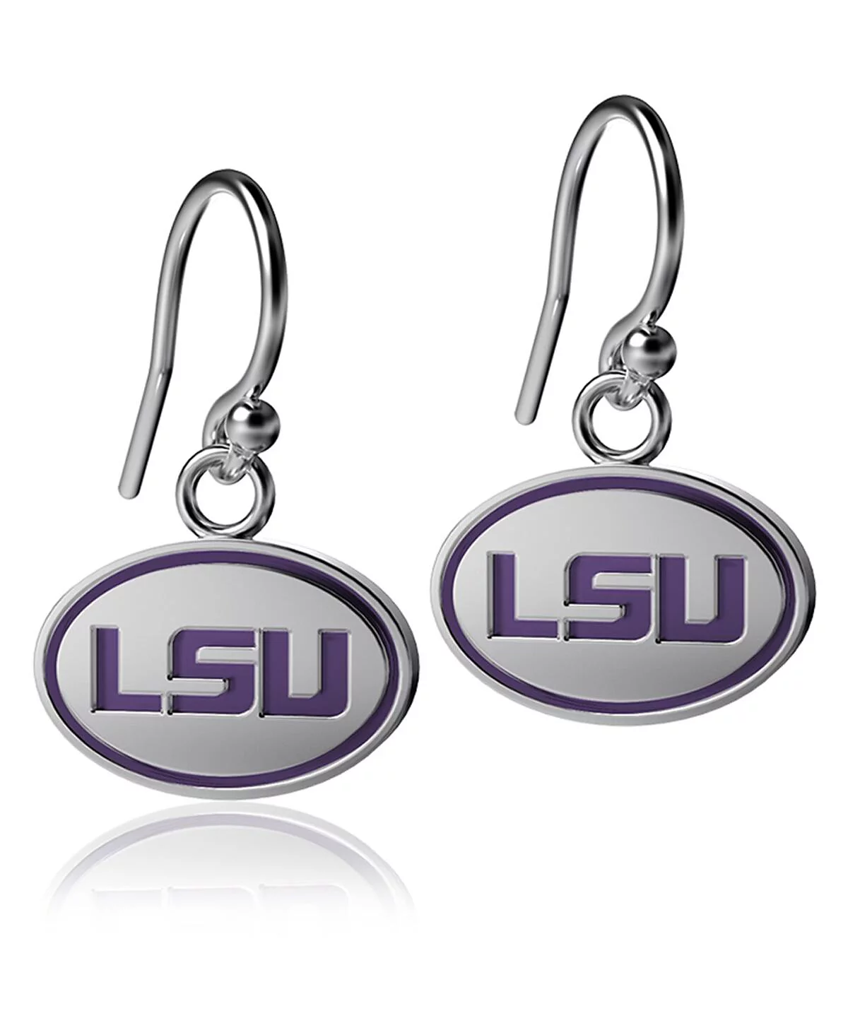 Women's Dayna Designs LSU Tigers Silver-Tone Enamel Dangle Earrings