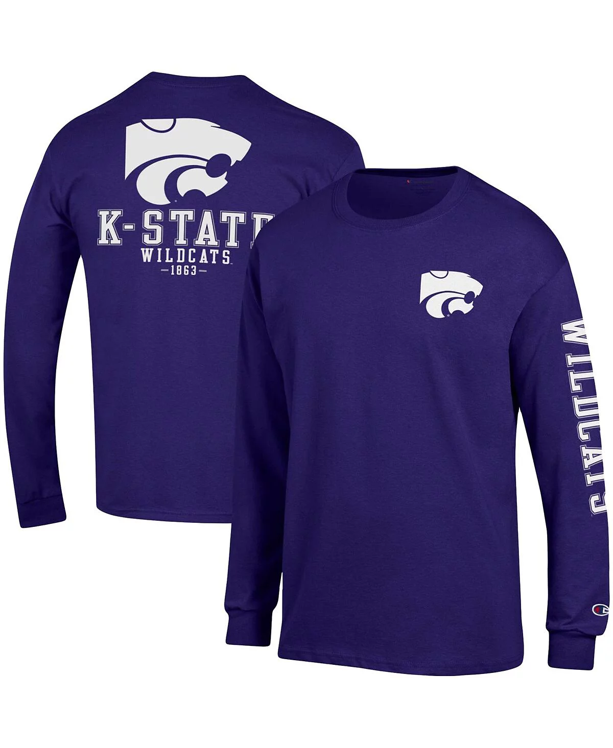 Мужская футболка с длинным рукавом Champion Purple Kansas State Wildcats Team Stack