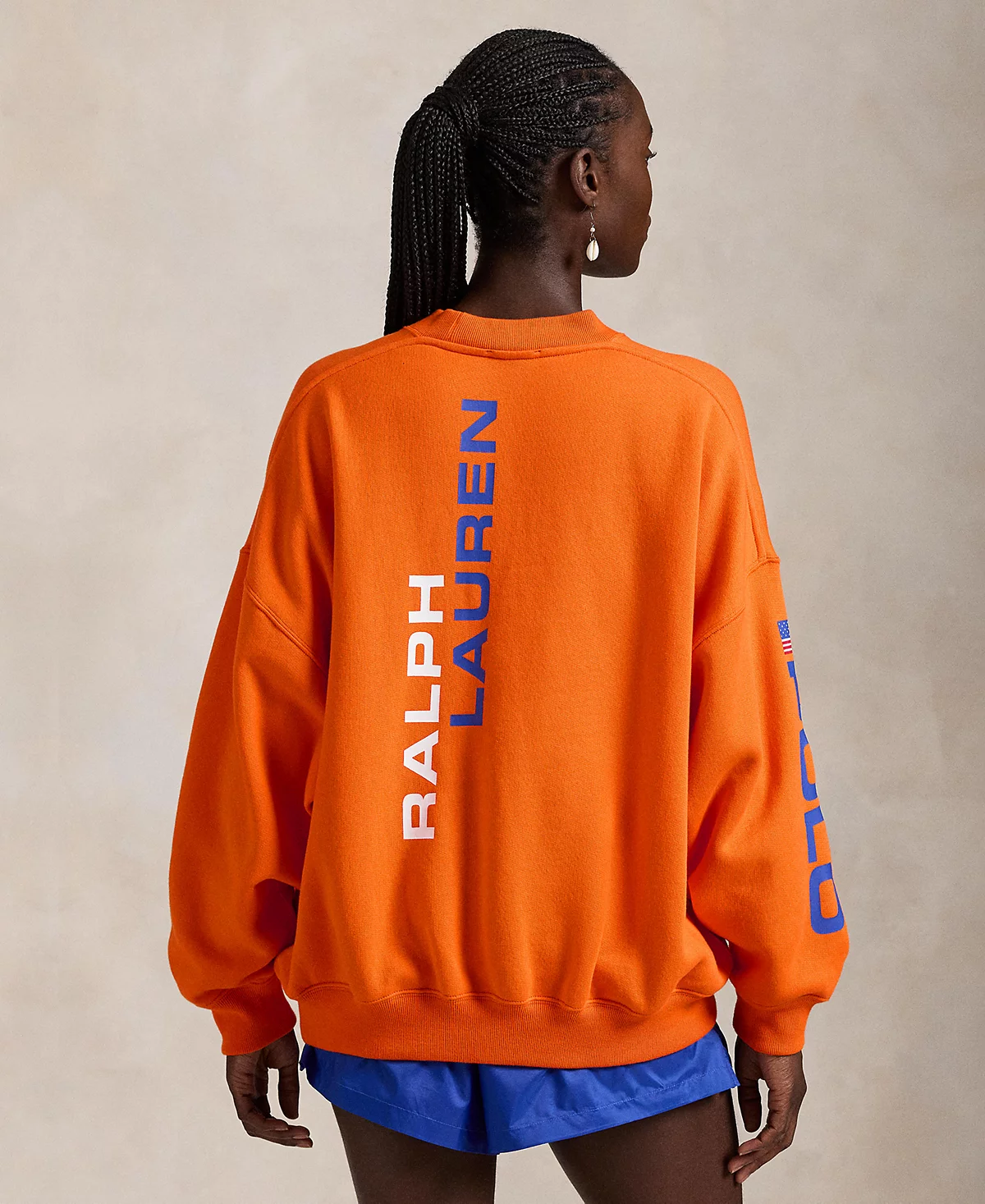 Женская флисовая толстовка с круглым вырезом и логотипом Polo Ralph Lauren из флага