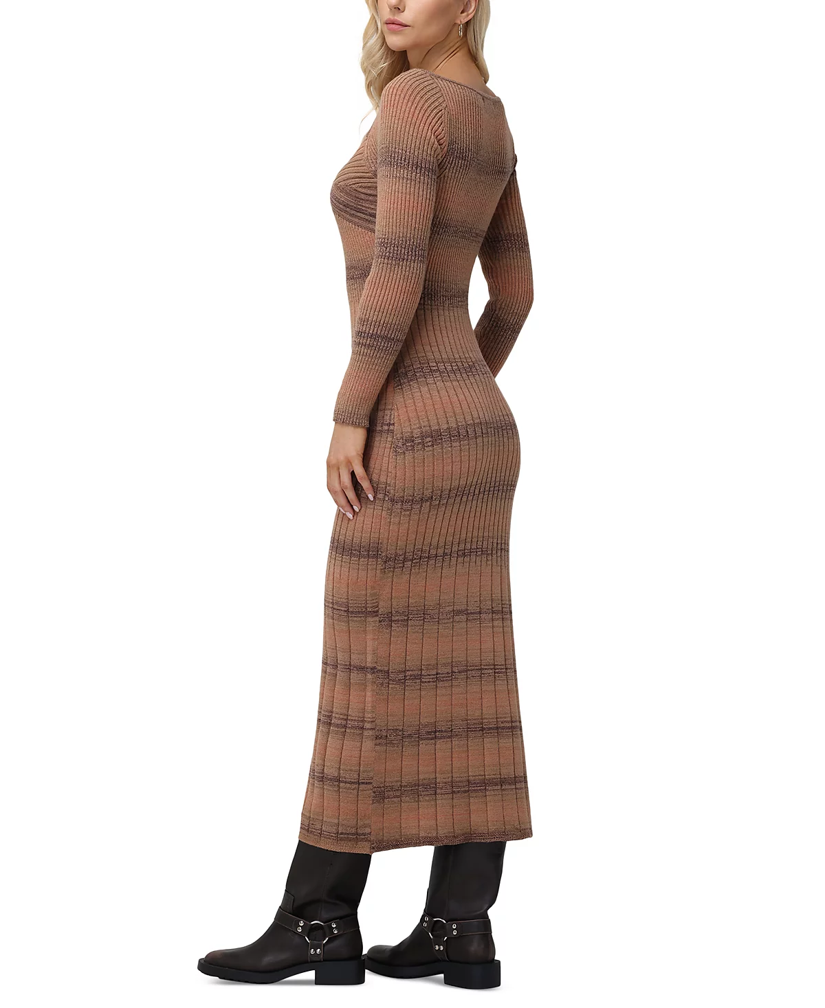 Женское платье-свитер макси с длинными рукавами Frye Frye Womens Space Dye