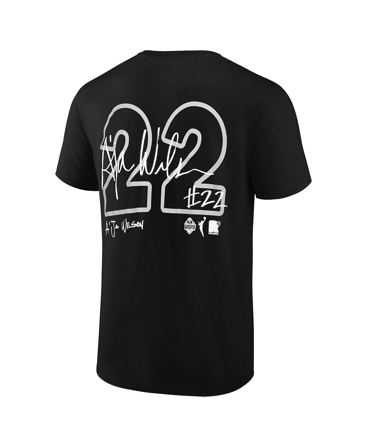 21-й раунд 21-й раунд Для больших мальчиков и девочек, футболка с именем и номером игрока Aja Wilson Black Las Vegas Aces