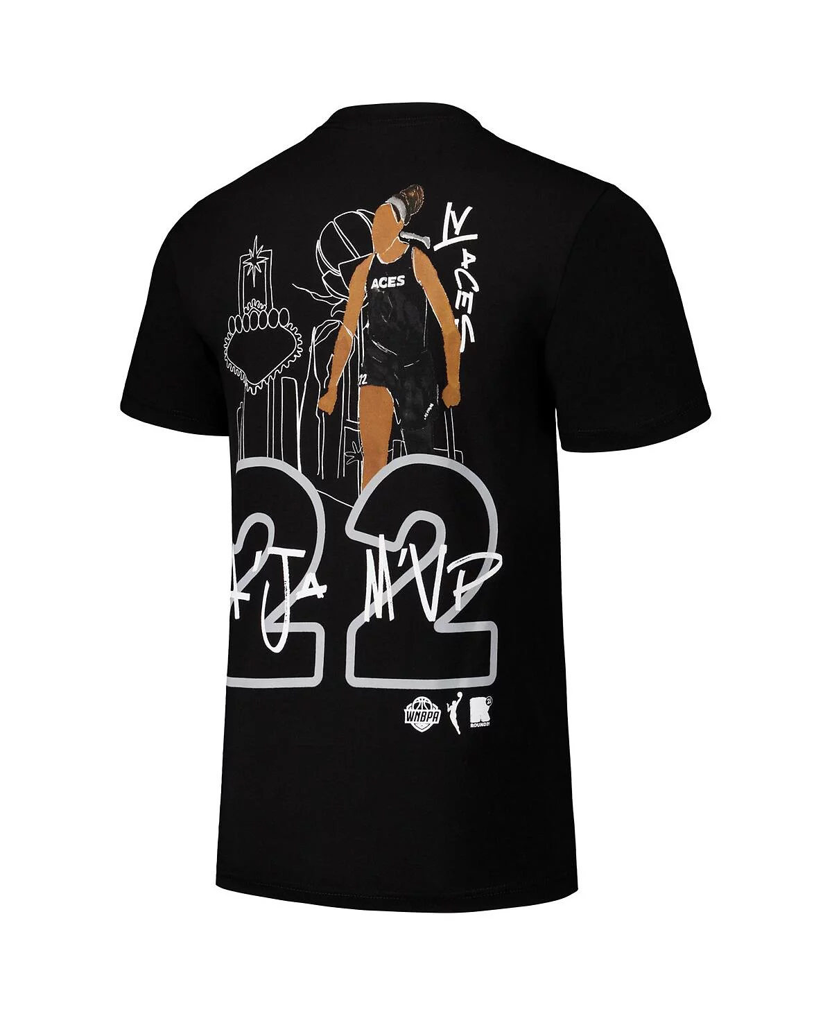 Round21 Round21 Мужская и женская футболка round21 Aja Wilson с изображением игрока Las Vegas Aces в черном цвете
