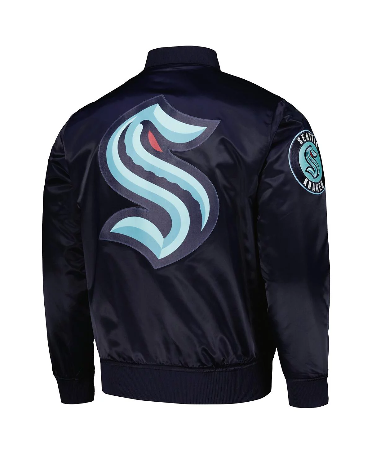 Мужская классическая атласная куртка на молнии Seattle Kraken темно-синего цвета от Pro Standard из атласа Seattle Kraken 24690₽