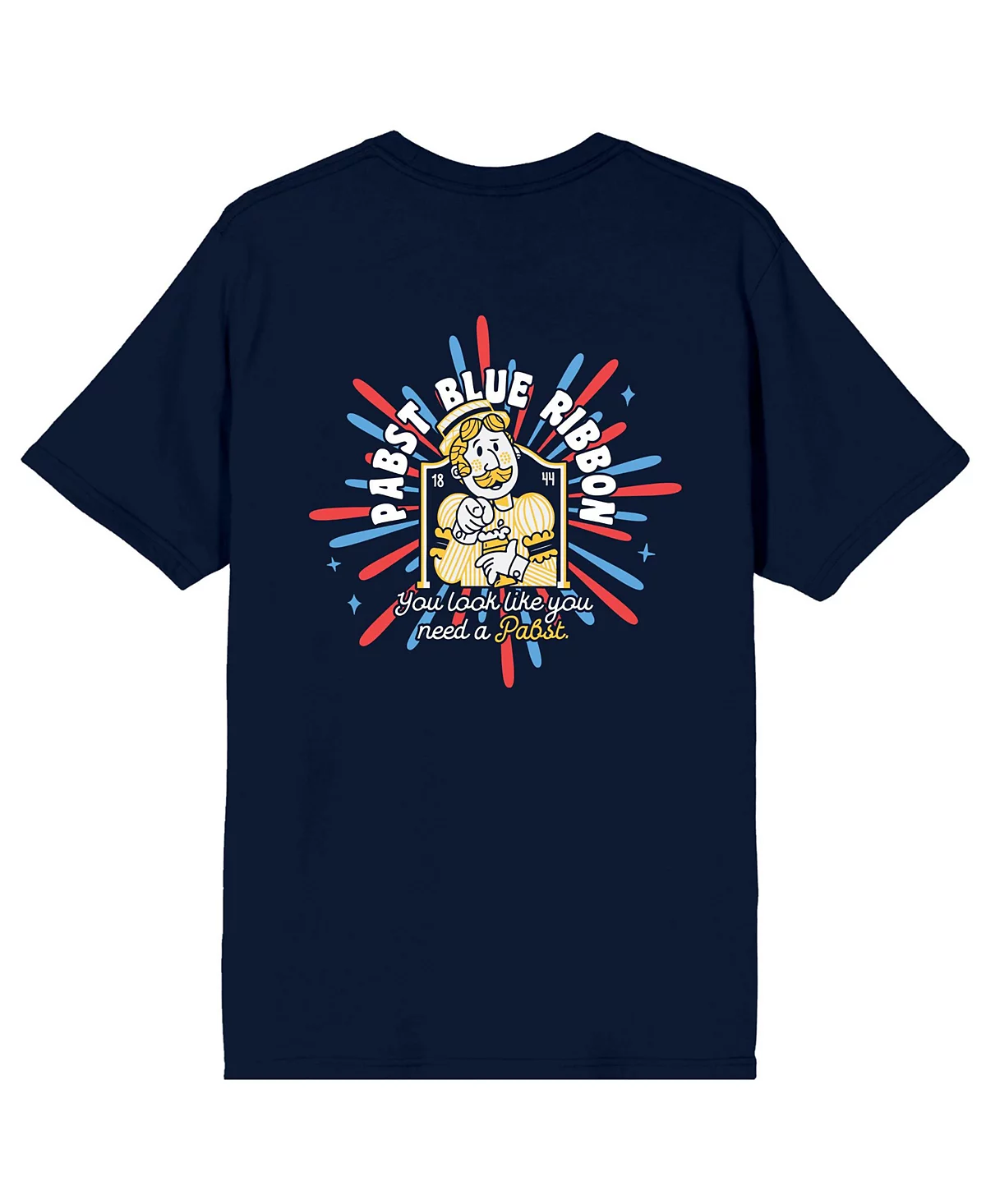 Мужская футболка с коротким рукавом Pabst Blue Ribbon, выпускаемая с 1844 года, темно-синяя