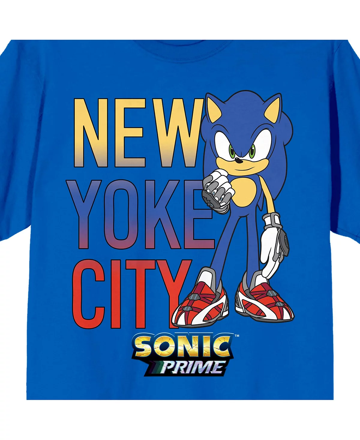 Мужская футболка Sonic the Hedgehog Sonic Prime New Yoke City с круглым вырезом и коротким рукавом королевского синего цвета