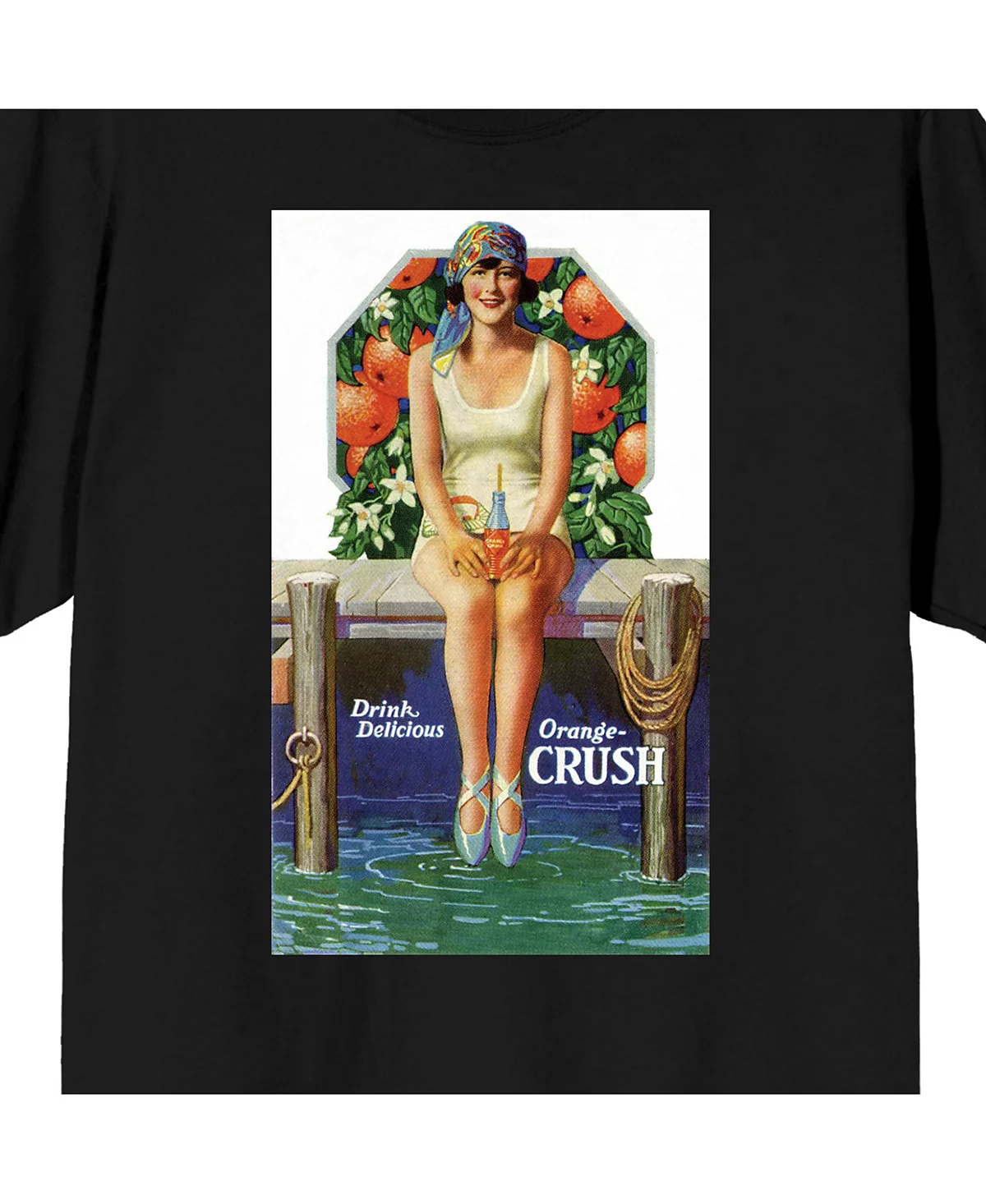 Черная футболка Orange Crush Men's Woman On Bench с восхитительным напитком-3XL