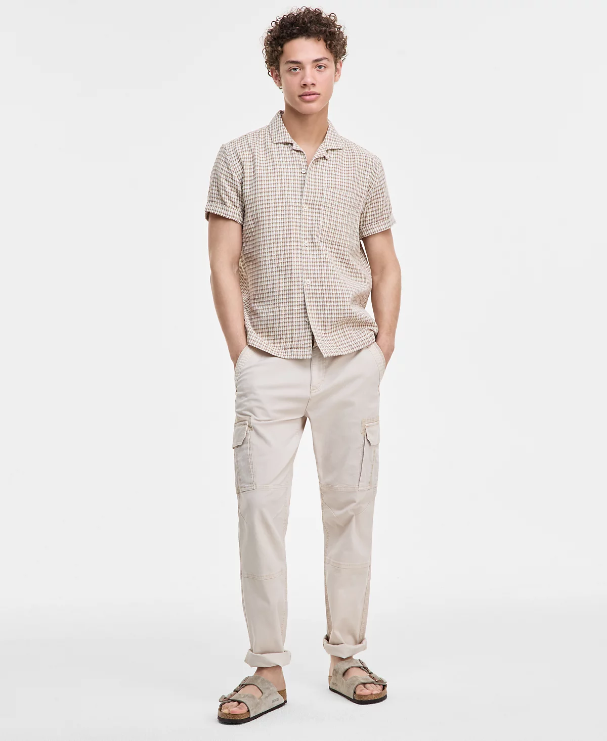 Мужская рубашка в клетку с текстурой Hovey от Sun Stone эксклюзивно представленная в Macys 7590₽