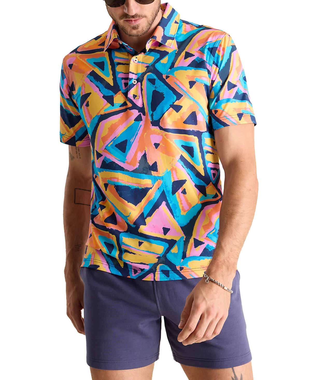 Мужская рубашка поло The Exploding Nacho от Chubbies с коротким рукавом и гео-принтом 11290₽