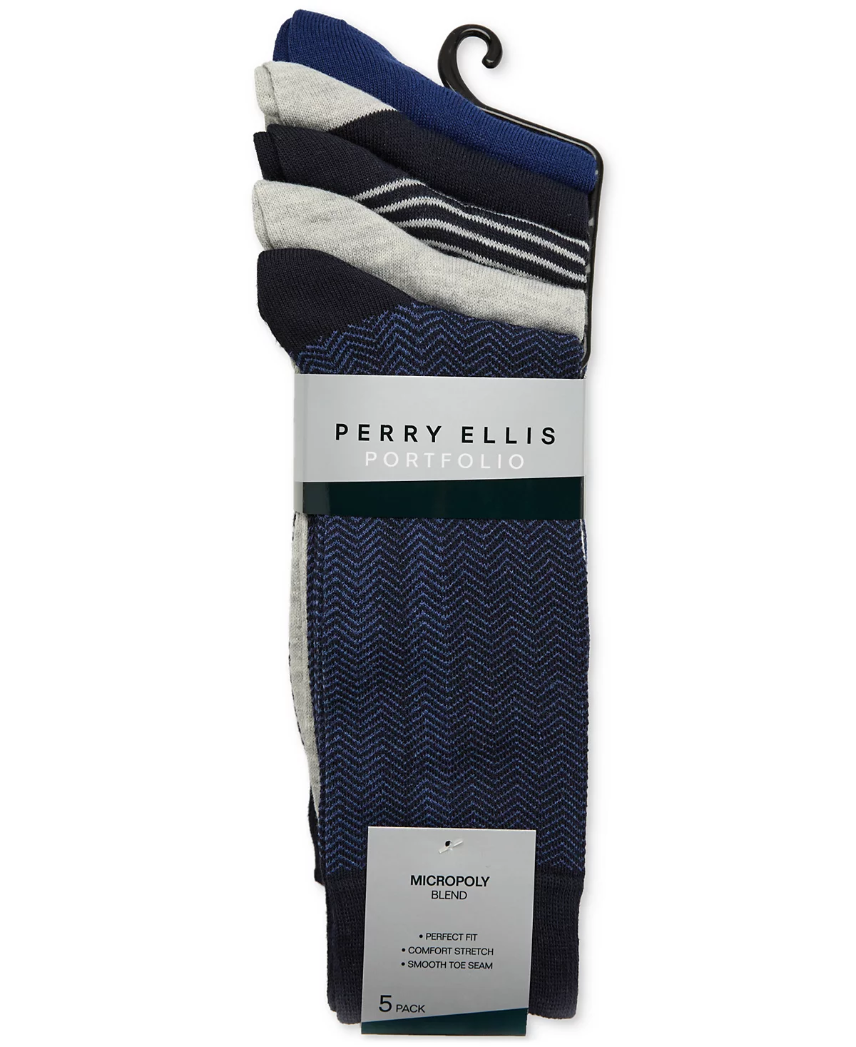 Мужские носки Perry Ellis Portfolio из плоского трикотажа 5 упаковок 2290₽