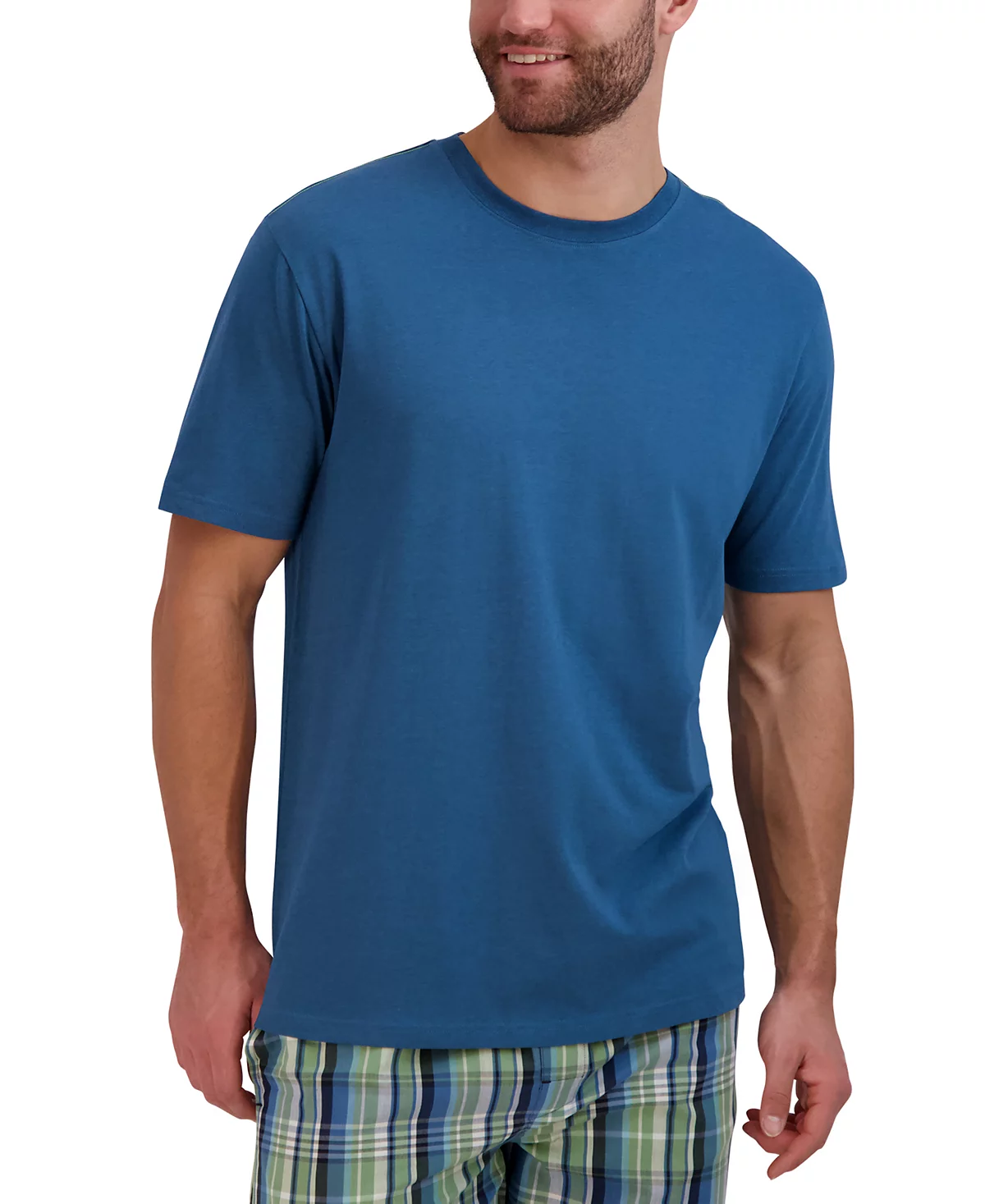 Мужской комплект из 2 предметов от Hanes. Футболка для сна свободного кроя и пижамные брюки в клетку-стрейч