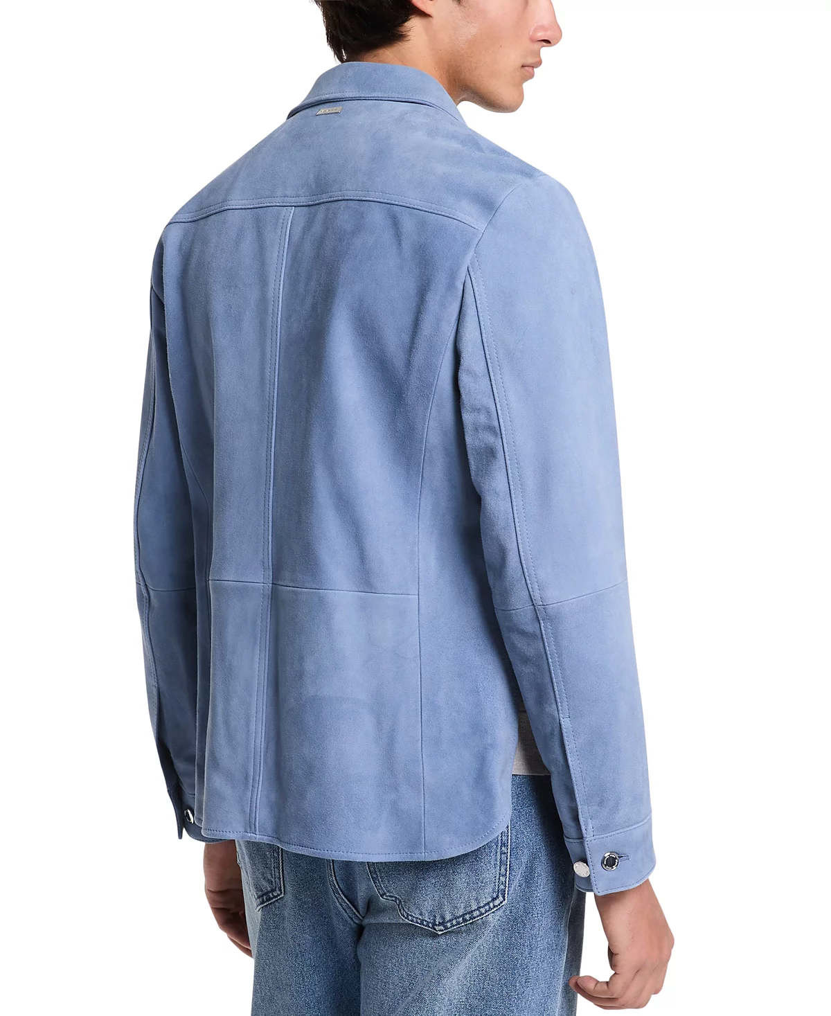 Мужская замшевая рубашка-пиджак Michael Kors с длинным рукавом и пуговицами спереди 132890₽