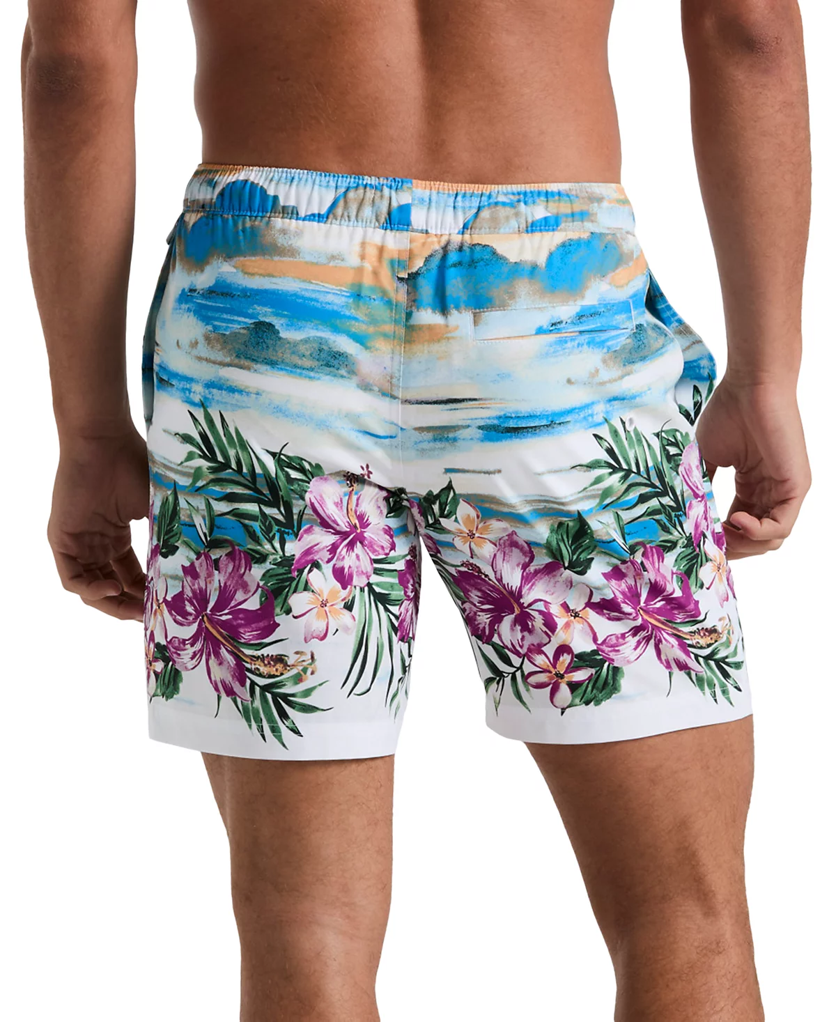 Оригинальные мужские плавательные шорты Penguin с принтом гибискуса 14990₽