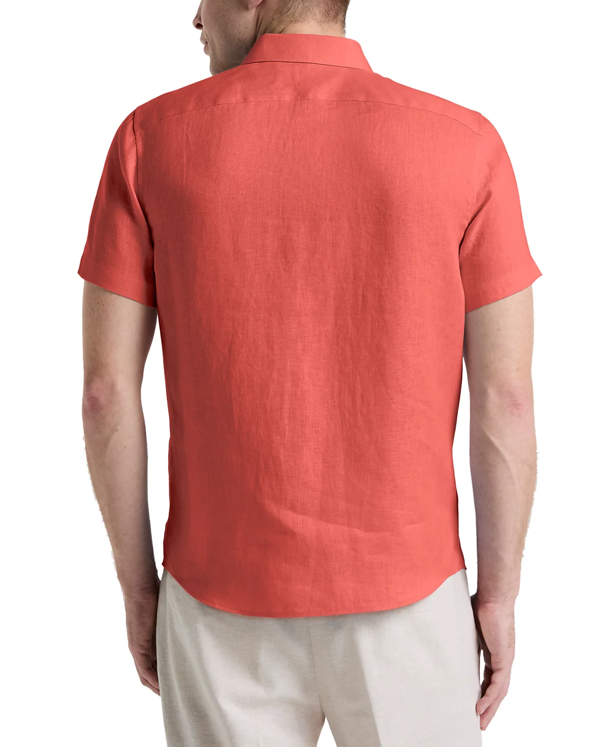 Мужская однотонная льняная рубашка Perry Ellis 15090₽